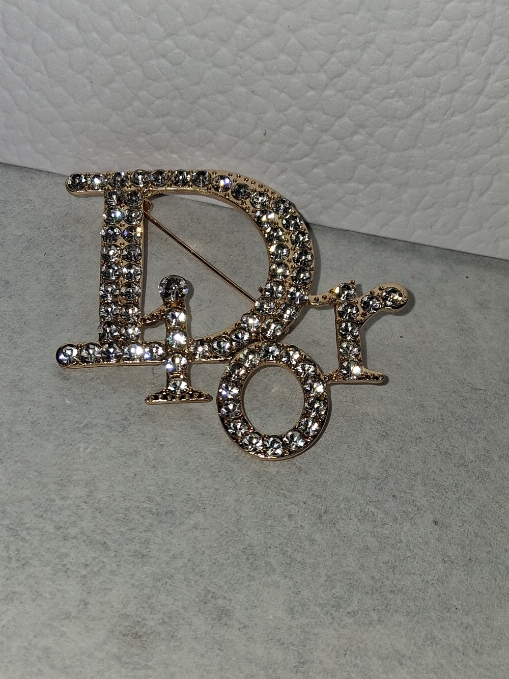 Designer-Inspired Gold Crystal Brooch.New